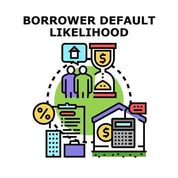 Borrower default likelihood concept predicting credit risk Stock Illustration