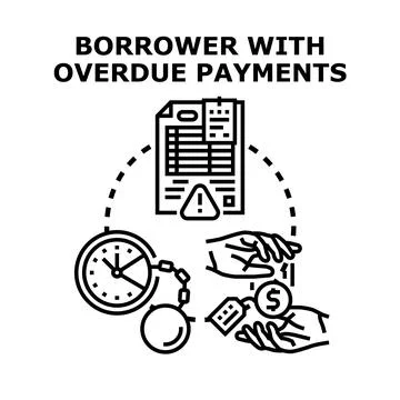 Borrower with overdue payment facing financial debt crisis Stock Illustration