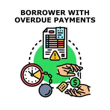Borrower with overdue payment facing financial debt crisis Stock Illustration