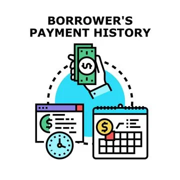 Borrower payment history analysis tracking financial data Illustrazione stock