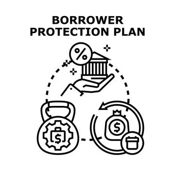 Borrower protection plan concept illustration for loan safety Stock Illustration