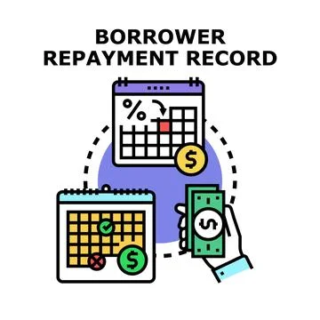 Borrower repayment record loan management tracking financial obligations Ilustração Stock