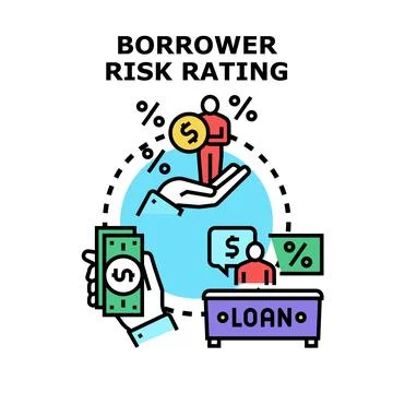Borrower risk rating loan application process concept Stock Illustration
