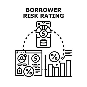 Borrower risk rating on mobile application and financial analysis Stock Illustration