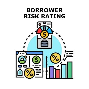 Borrower risk rating on mobile application and financial analysis Stock Illustration