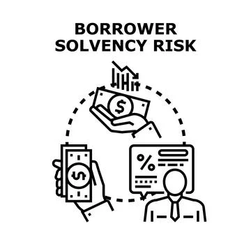 Borrower solvency risk assessment evaluating financial ability Stock Illustration
