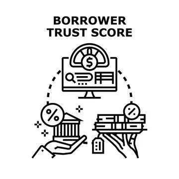 Borrower trust score evaluating credit risk with financial analytics Stock Illustration