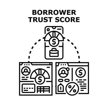 Borrower trust score evaluation for financial applications 스톡 일러스트