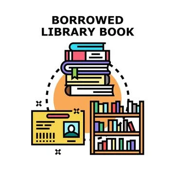 Borrowing library book reading educational process icon Stock Illustration