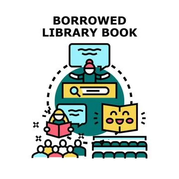 Borrowing library books for learning and research Stock Illustration