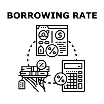 Borrowing rate calculating process flat vector concept Stock Illustration