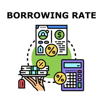 Borrowing rate calculating process flat vector concept Stock Illustration