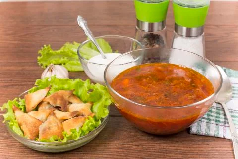Borsch with ears from the test Stock Photos