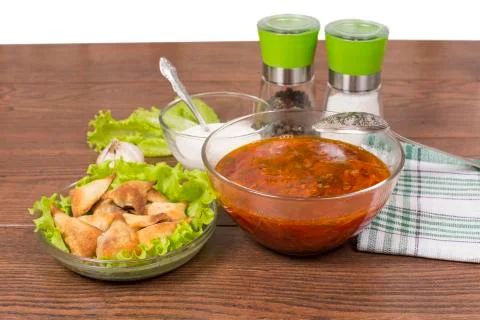 Borsch with ears from the test Stock Photos