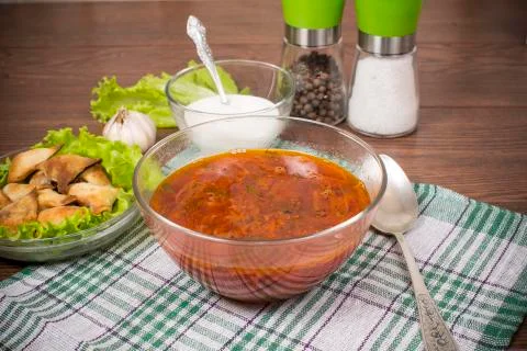 Borsch with ears from the test Stock Photos