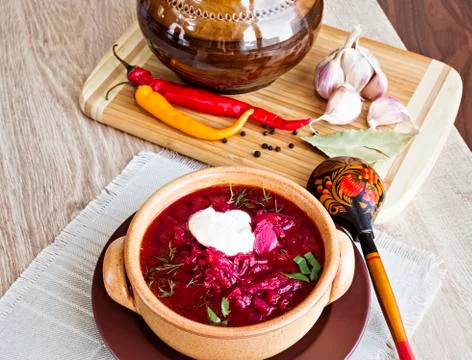 Borsch, soup from a beet Stock Photos
