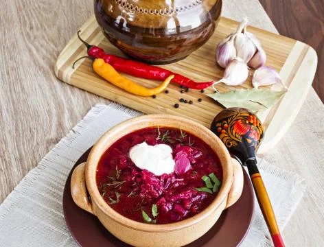 Borsch, soup from a beet Stock Photos