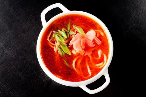 Borsch soup in a white bowl Stock Photos