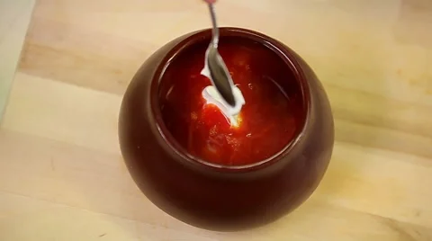 Borsch with sourcream Stock Footage