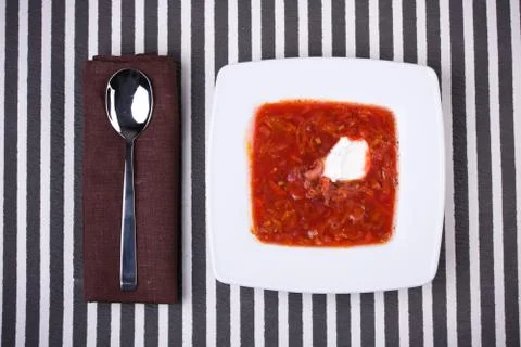 Borsch in white plate Stock Photos