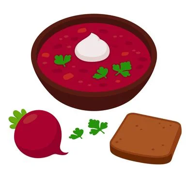 Borscht, beetroot soup illustration Illustrazione stock