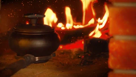 Borscht is cooked in the oven on fire Stock Footage 259648222