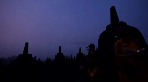 Borubudur at Dawn Stock Footage 40192554