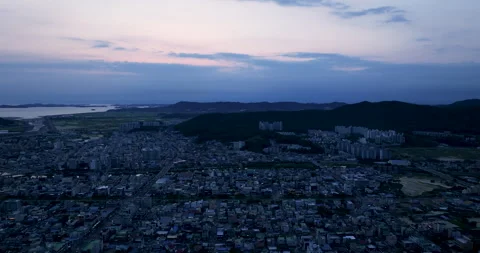 Boryeong city night view with circular intersection, South Korea Video stock 336794191