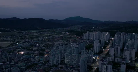 Boryeong city night view with circular intersection, South Korea Stock Footage 336794812