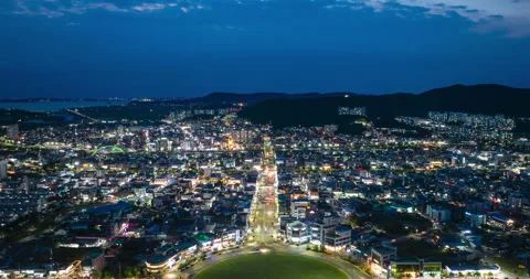 Boryeong city roundabout aerial hyperlapse, South Korea Video stock 336793319