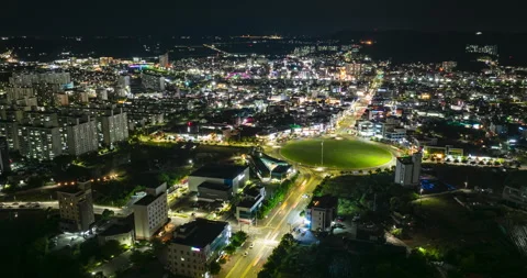 Boryeong city roundabout aerial hyperlapse, South Korea Video stock 336793321