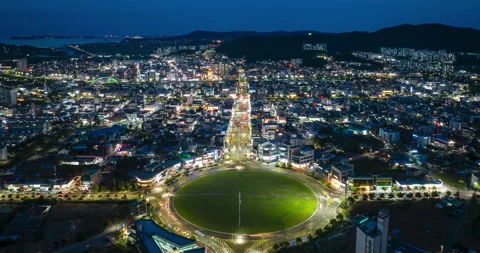 Boryeong city roundabout aerial hyperlapse, South Korea Stock Footage 336793322