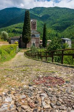Borzone Abbey in Liguria Stock Photos