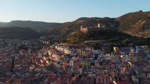 Bosa aerial view from drone Stock Footage 204886938