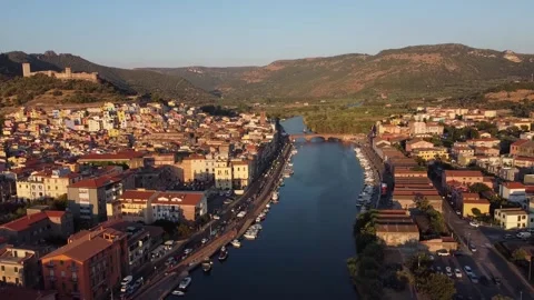 Bosa-flying-on-the-temo-river Stock Footage 204886992