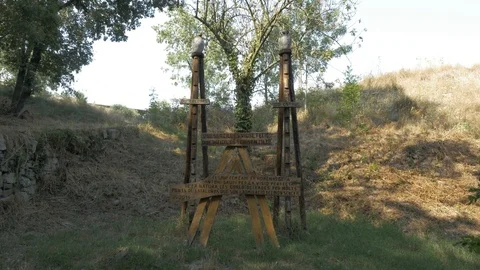 Bosc Encantat enchanted forest nature sign sculpture Stock Footage 120923523