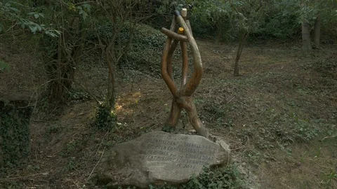 Bosc Encantat enchanted forest sculpture sign tree wood Stock Footage 120924151