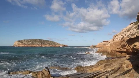 Bosc Island, Comte Beach, Ibiza, Spain Video stock 83792009