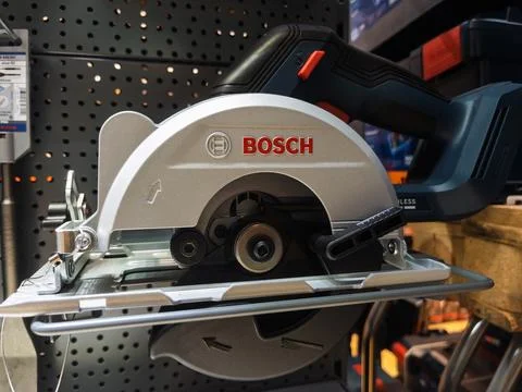 Bosch Circular Saw on Display in Hardware Store Stock Photos