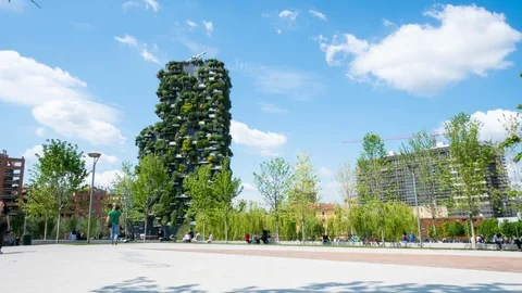 Bosco Verticale building in Milan Stock Footage 108769006