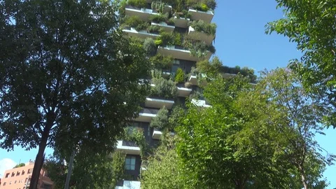 Bosco Verticale Or Vertical Forest  Residential Buildings in Milan, Italy. Stock-Footage 83268456