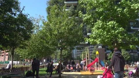 Bosco Verticale Or Vertical Forest  Residential Towers in Milan, Italy. Stock Footage 83293479