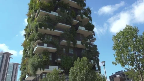 Bosco Verticale Or Vertical Forest  Residential Towers in Milan, Italy. Stock-Footage 83295285
