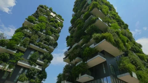 Bosco Verticale Vertical Forest Green Building Architecture Milan 4K Stock Footage 332157680