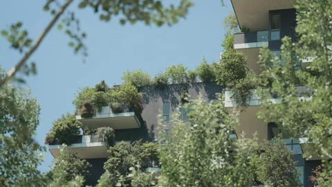Bosco Verticale (Vertical Forest) Residential Towers Stock Footage 254417523