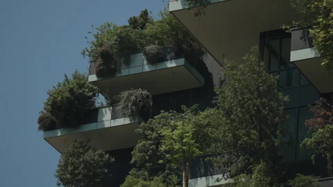 Bosco Verticale (Vertical Forest) Residential Towers Stock Footage 254417725