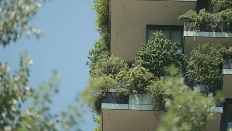 Bosco Verticale (Vertical Forest) Residential Towers Stock Footage 254417748