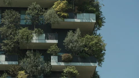 Bosco Verticale (Vertical Forest) Residential Towers Stock Footage 254417755