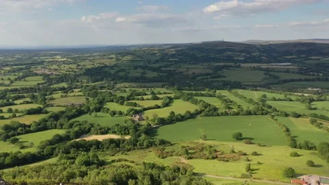 Bosley Cloud drop down to the edge looking North near Congleton Cheshire Stock Footage 136601143