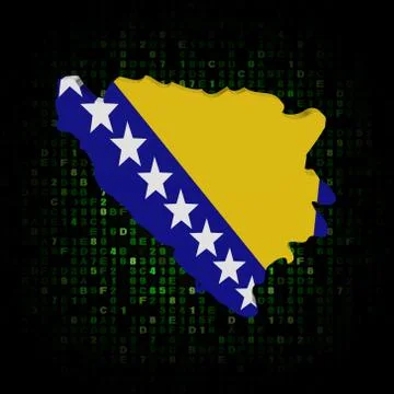Bosnia map flag on hex code illustration Stock Illustration